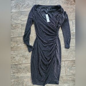 Nwt White House Black Market Black Glitter Holiday Party Dress Sz 2